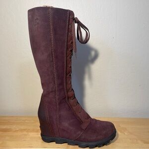 Sorel, the Joan Wedge II Tall Waterproof Leather Boots